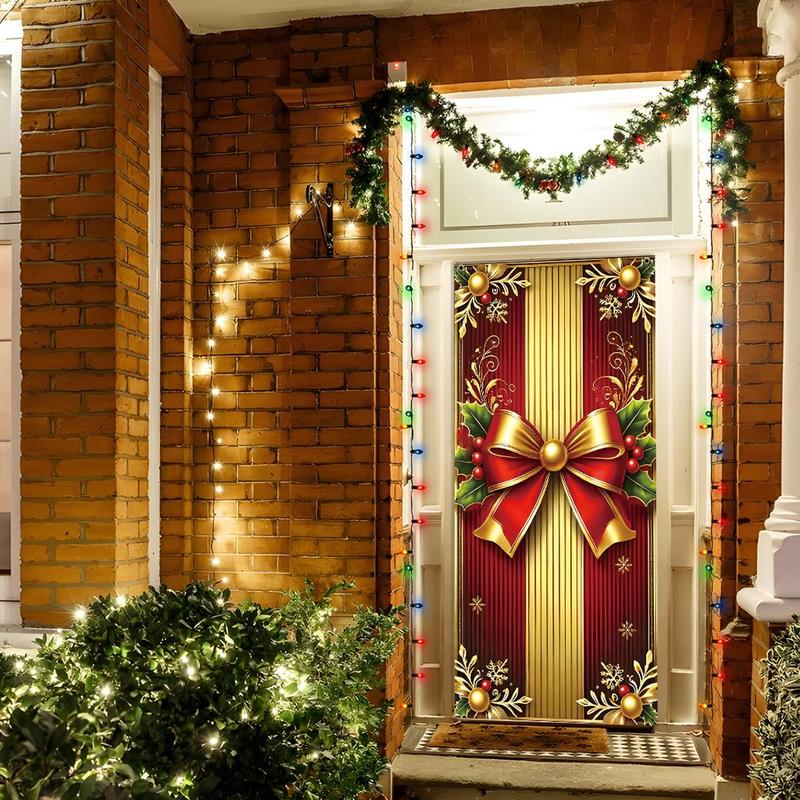 Christmas Themed Door Banner, 1 Count Holiday Door Decoration with 4 Grommets, Festive & Party Supplies for Home Living Room Bedroom