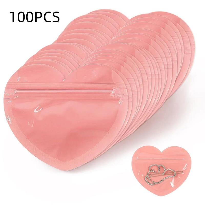 Heart Shaped Jewelry Storage Bag, 100pcs Ziplock Jewelry Candy Food Packaging Bag, Gift Wrapping Bag for Jewelry, Candy, Food