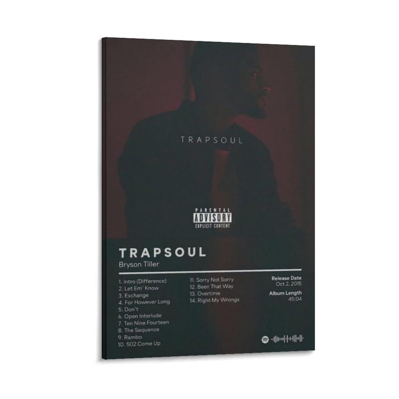 Bryson- Tiller Poster Trapsoul Album Cover Poster Canvas Wall Art Room Aesthetic HD Modern Decorative Paintings for Teenagers Bedroom Living Room Dormitory Decor