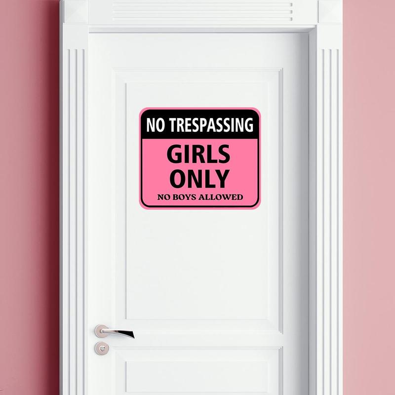 No Trespassing Sign, Girls Only Letter Pattern Sticker, Removable Self Adhesive Wall Decor for Home Office, Home Decor Supplies