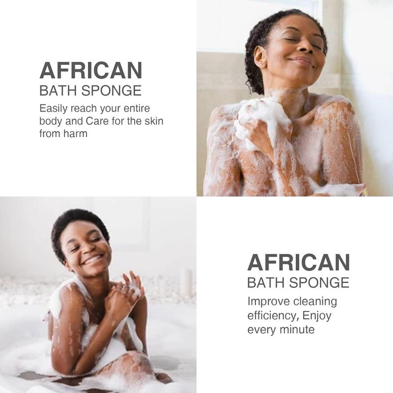 African Bath Sponge for Shower, 4 Counts African Long Net Bath Sponge Exfoliating Shower Body Scrubber Back Scrubber Skin Smoother, Christmas Gift