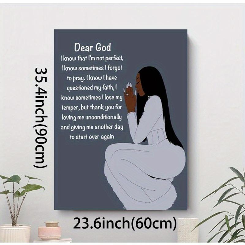 Christmas Gift - No Framed Pray wall art, African American Woman Art, Afro Girl Art Canvas painting Wall Art Prints Poster Wall Picture Decor wall art tapestry wall