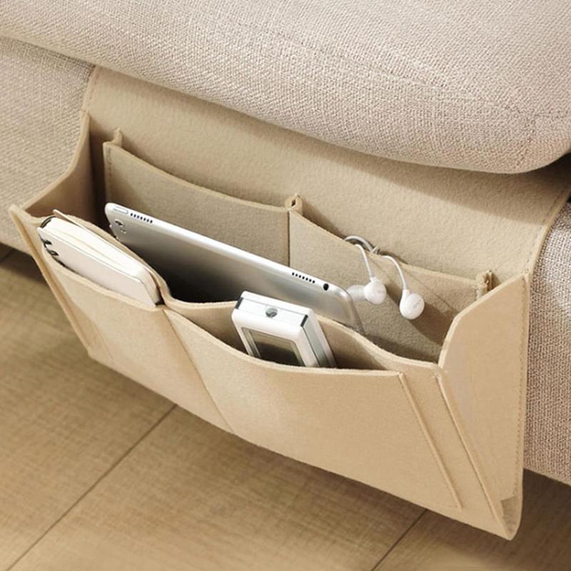 Bedside Hanging Storage Bag With Compartment, 1 Count Sofa Side Bag, Multifunctional Home Hanging Organizer