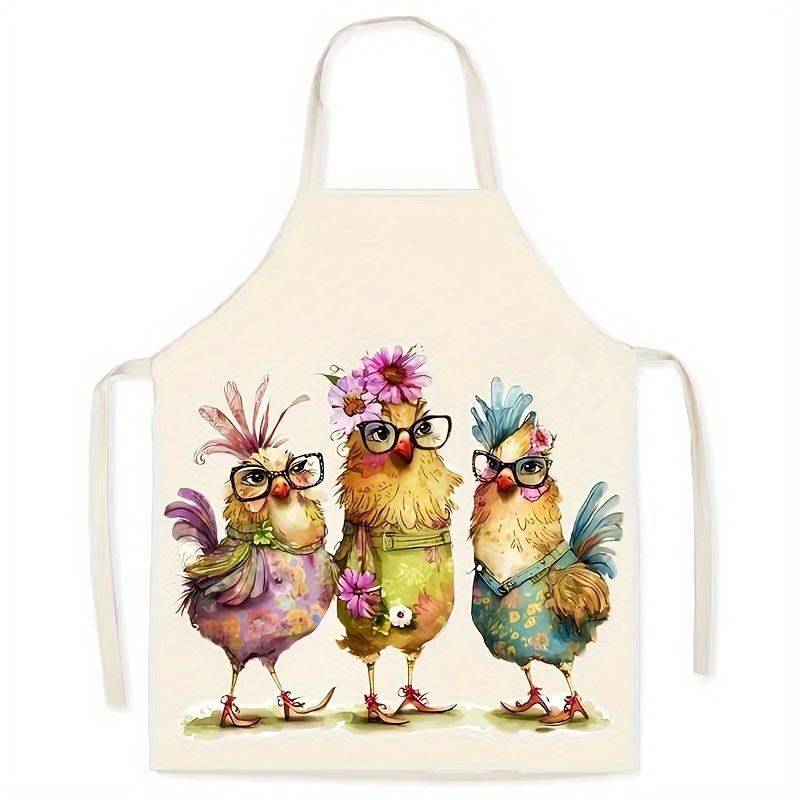 Chicken Pattern Apron, 1 Count Adult Size Sleeveless Kitchen Apron for Home Cooking & Cleaning, Work Apron for Restaurant, Cafe, Hotel