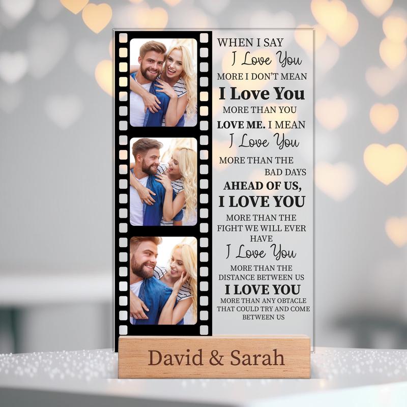 Custom Picture Acrylic Plaque With Wooden Stand, Valentines Day Gifts, Home Decoration, Gift For Couples, Picture Frame, Personalized Name Plaque, Gift For Girlfriend, Gift For Boyfriend, Birthday Gifts, Anniversary Gift, Photo Plaque For Wife and Husband