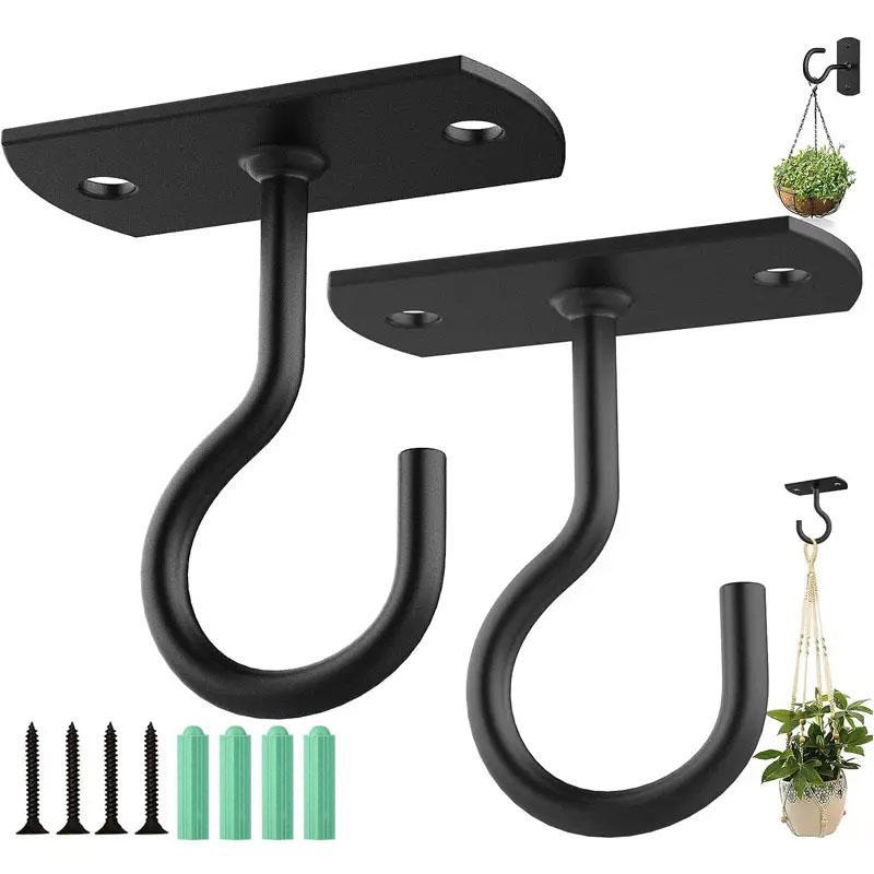 Ceiling Hooks for Hanging Plants, 2 Counts Iron Plant Hanger, Plant Hanger for Home Garden, Wall Hooks for Plants, Lights, Lanterns, Bird Feeders, Wind Chimes, Home Organizer