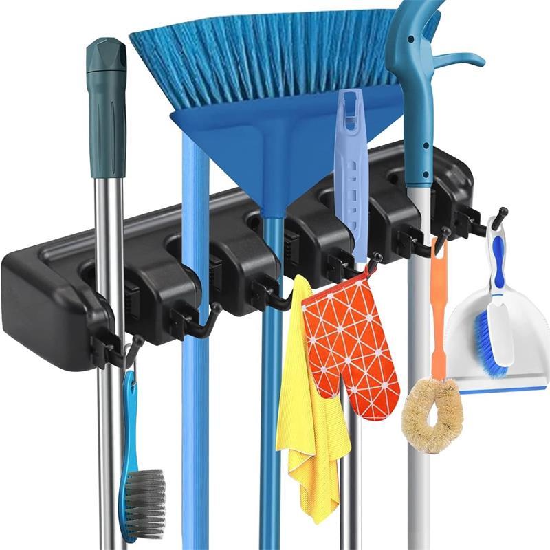 Multifunctional Mop Holder, 1 Count Wall Mounted Mop Holder, Hanging Hook, Bathroom Hook, Broom Storage Rack, Home Organizer