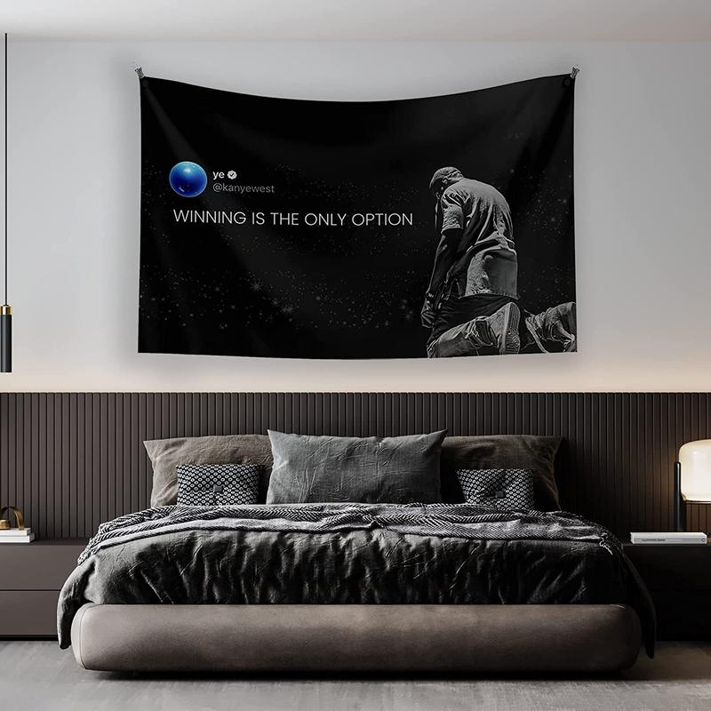 Calm Haven Designs Kanye Rapper Tweet Tapestry UV Resistant Flag Banner Winning Is The Only Option Wall Hanging Decor for Bedroom