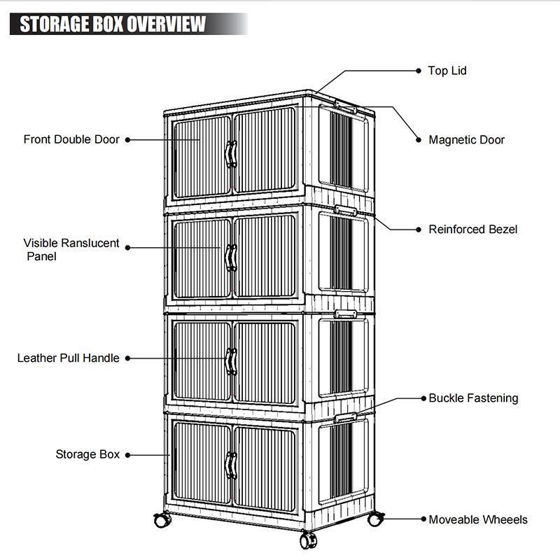 ONAIL Smoke Gray Foldable Storage Box with Lid,  Holders with Wheels for Kitchen Bedroom Bathroom warehouse  Kitchen Storage,Home Storage