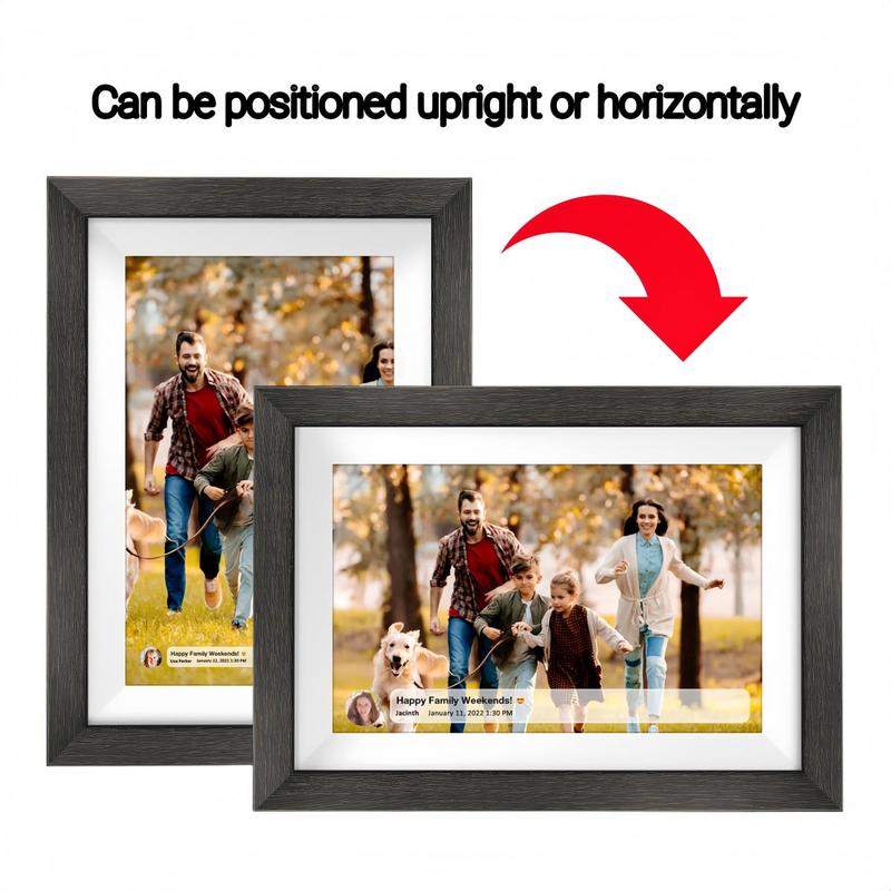 Thanksgiving & Christmas Gift 10.1 Inch WiFi Digital Picture Frame - Smart Wood Frame with Cloud Storage, Auto-Rotate, Easy Photo Sharing Biu Frame App