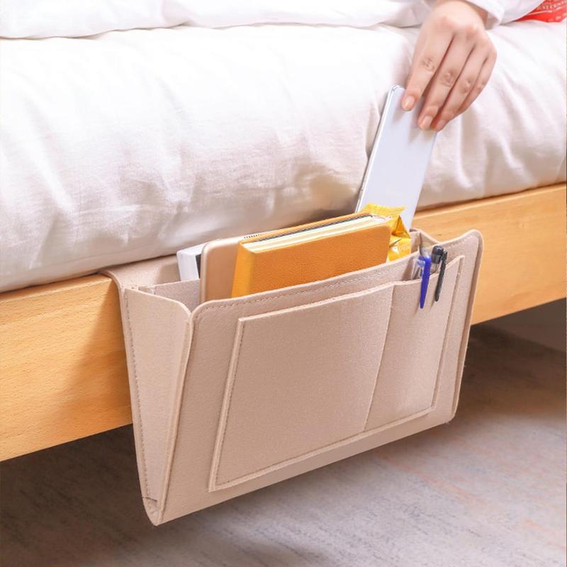 Bedside Hanging Storage Bag With Compartment, 1 Count Sofa Side Bag, Multifunctional Home Hanging Organizer