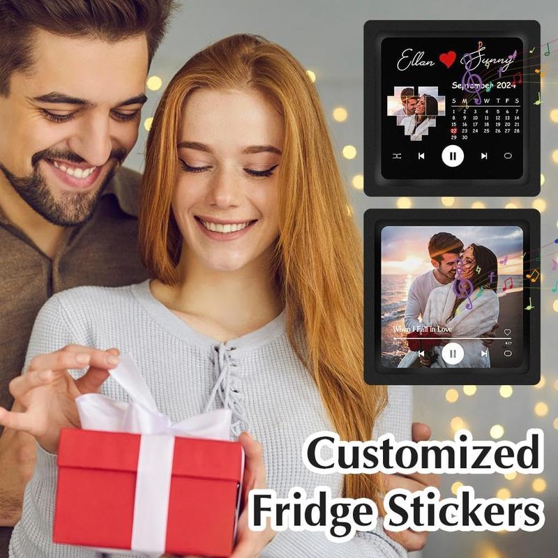 Custom Music Fridge Magnet Personalized Photo Colorful Album Fridge Magnet Music Wall Photo Sticker That Can Be Played Christmas Customized Gifts for Music Lovers Couples Family