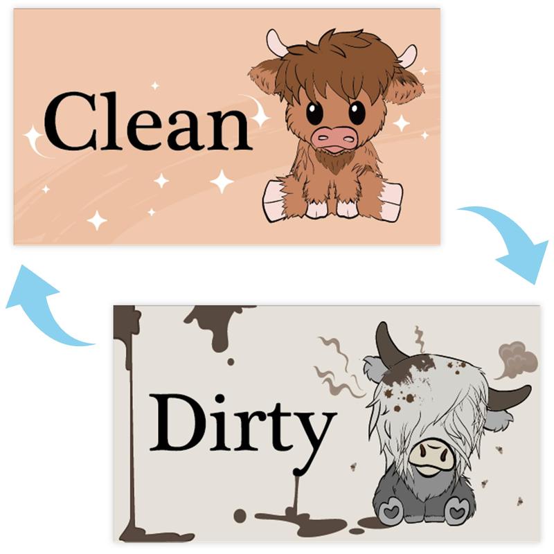 Dishwasher Magnet Clean Dirty Sign: Cute Highland Cow Clean Dirty Magnet for Dishwasher Refrigerator, Double Sided Magnetic Dishwasher Sign, Funny Kitchen Gadgets and Accessories