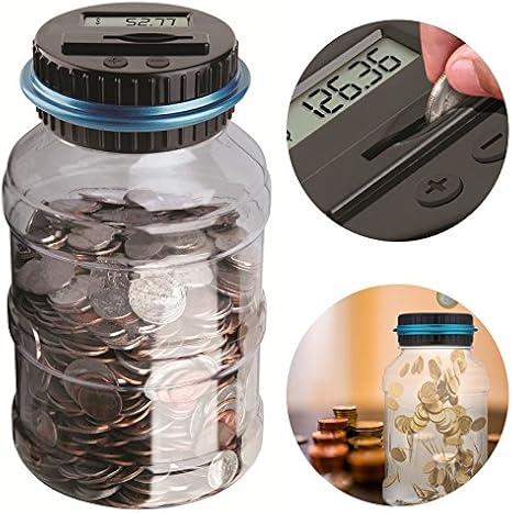 Large Piggy Bank for Boys Adults, Digital Coin Counting Bank with LCD Counter Ornaments , 1.8L Capacity Coin Bank Money Jar for Adults, Designed for All US Coins Decor