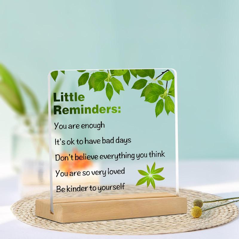 Little Reminders Acrylic Plaque with Wooden Stand, 1 Count Creative Letter Pattern Desktop Decoration Sign, Inspirational Gift for Women, Home Decor Supplies