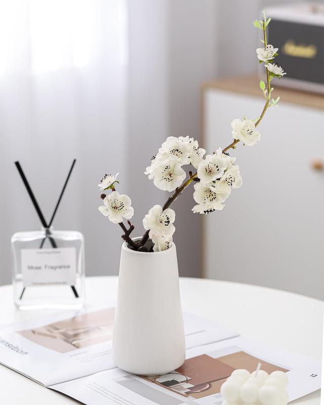 Ceramic Vase - Flower Vase Minimalism Style for Modern Table Shelf Home Decor, Fit for Fireplace Bedroom Kitchen Living Room Centerpieces Office Desk (Solid White, Small)