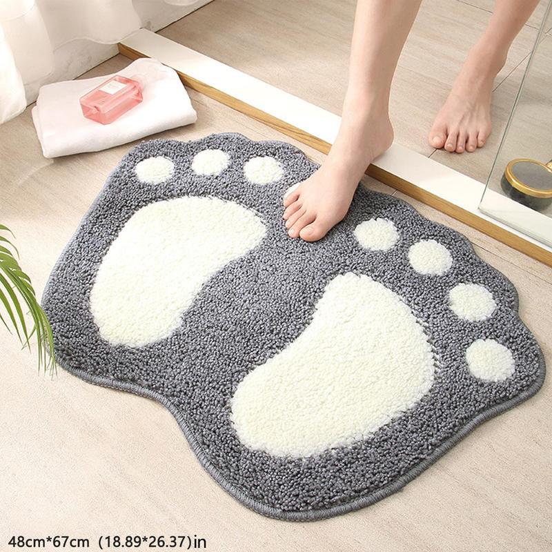 Cute Footprint Design Bathroom Mat, Non-slip Water-absorbent    Plush Floor Mat, Household Entrance Door Mat, Decorative Mat for Home Living Room Bedroom