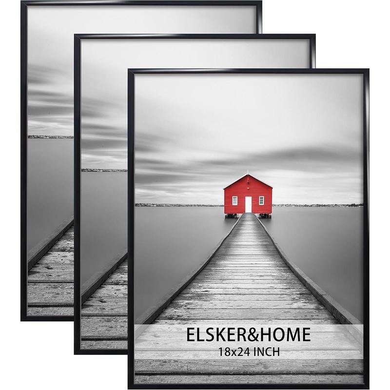 18x24 Poster Frame 3 Pack, Black Picture Frame for Horizontal or Vertical Wall Mounting, Sturdy and Scratch-proof