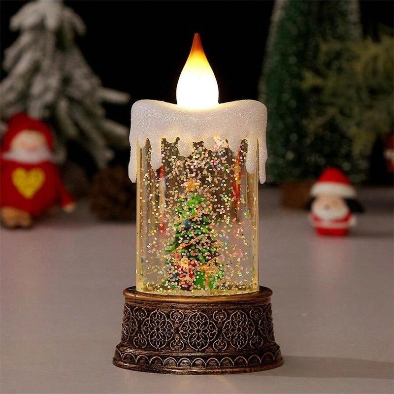 Christmas Themed Waterfilled Candle Light, 1 Count Creative Exquisite  Desktop Decorative Light, Decorative Light for Home Party Festival