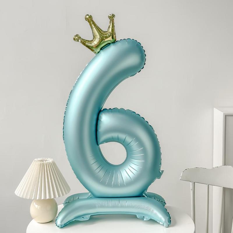 40 Inch Standing Number Crown Balloon, Birthday Party Number Balloon, Party Decoration Supplies