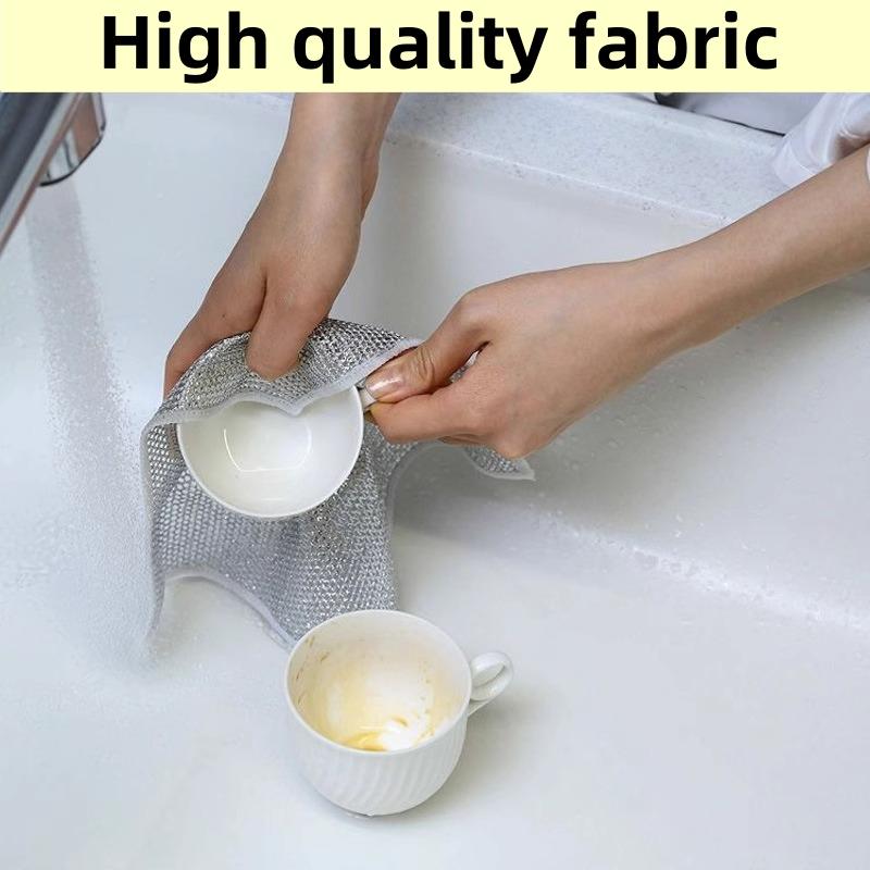 10 Counts Multipurpose Wire Dishwashing Rags,Double-Layer Dishwashing Cloth, Non-scratch Wire Dishcloth for Kitchen,Gift