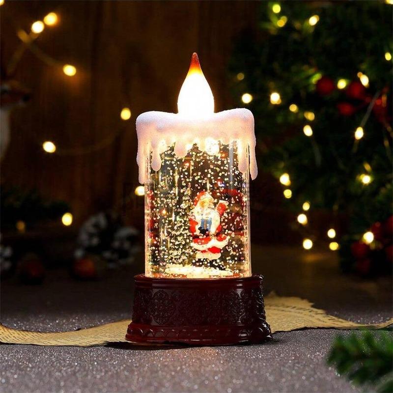 Christmas Themed Waterfilled Candle Light, 1 Count Creative Exquisite  Desktop Decorative Light, Decorative Light for Home Party Festival