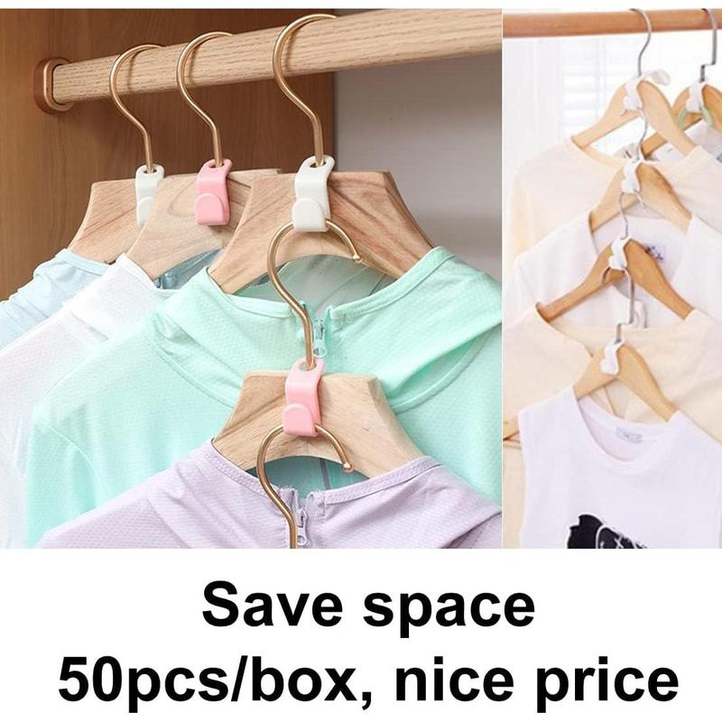 50PCS (or 100) Hanger Hooks - Plastic Clips for Clothes, Space-Saving Closet Organizers, Easy Hanging Solution for Wardrobe