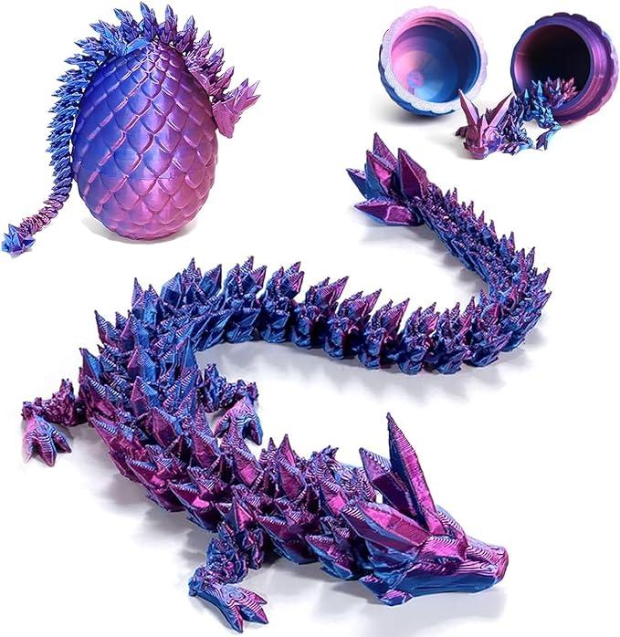 3D printed crystal dragon egg, diamond-shaped creative dragon with hinge, suitable for room decoration, desktop ornaments, suitable for home, office, dormitory and bedroom. Unique boyfriend gift, perfect Halloween surprise decoration and gift