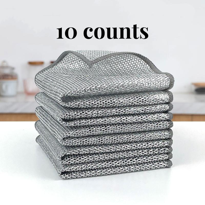 10 Counts Multipurpose Wire Dishwashing Rags,Double-Layer Dishwashing Cloth, Non-scratch Wire Dishcloth for Kitchen,Gift