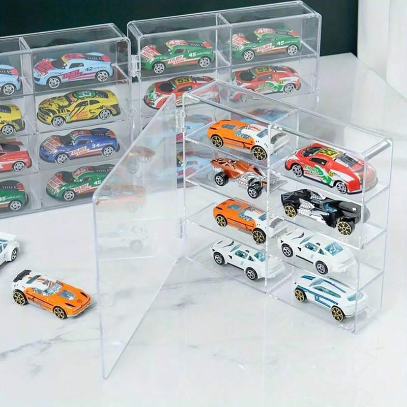 Clear Display Box, 1 4 Counts 4-layer Car Model Transparent Collection Box, Multi-purpose Decorative Storage Box for Home Office, Home Organizer