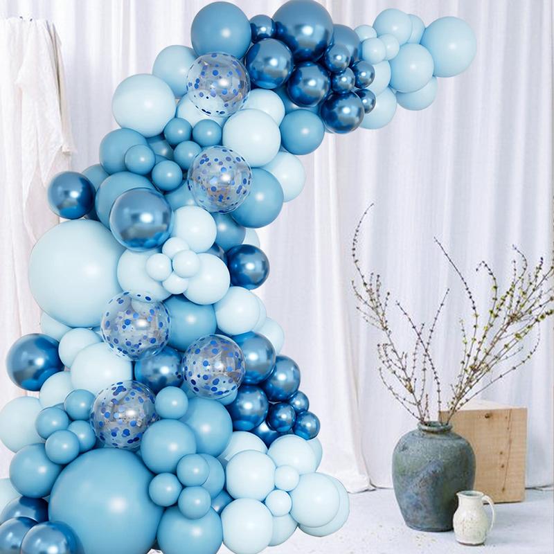 Baby Blue Balloon Garland Arch Kit,109pcs Blue Confetti Balloons,Anniversary Latex Balloon Wedding Birthday Party Decoration,Boys Baby Shower Decor