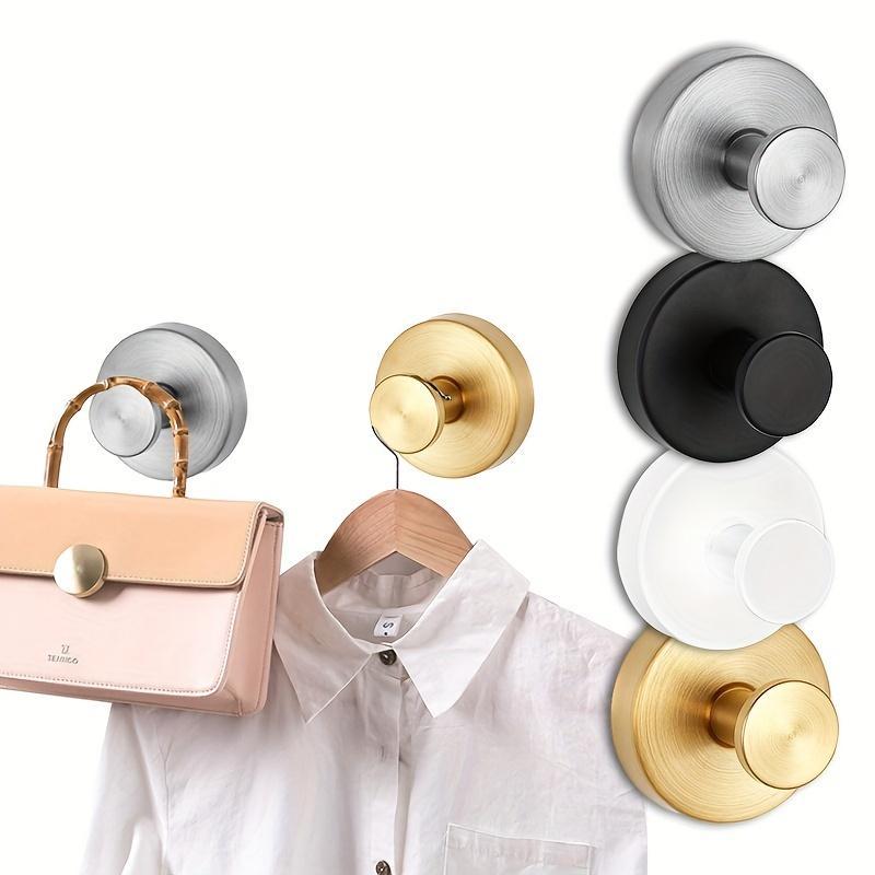 Stainless Steel Suction Cup Hook, 4 Counts Rust-proof & Waterproof Hook, Reusable Hook for Kitchen, Bathroom, Hotel Toilet, Clothes, Hat & Bag