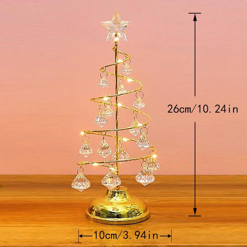 LED Light Up Christmas Tree without Battery, 1 Count Battery Powered Artificial Crystal Tree Night Light, Desktop Ornament for Home Bedroom