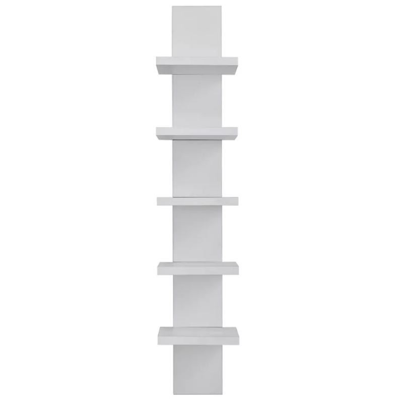 5 Tier Shelves for Wall, Slim Vertical Column Wall Decor Mount Floating Shelves for Bedrooms, Living Rooms, Natural Finish Wall Shelf,30