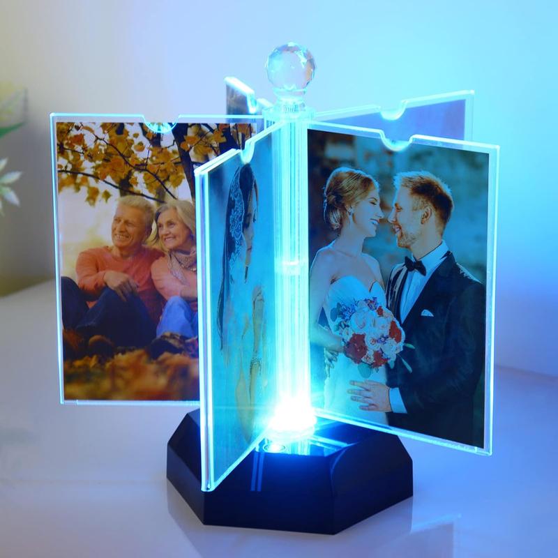 Auto-Rotating 4x6 Photo Frame  Picture Frame with Night Lighting Multiple Picture Frame to Display 10 Photos,4x6 Family Photo Frame Collage for Desktop