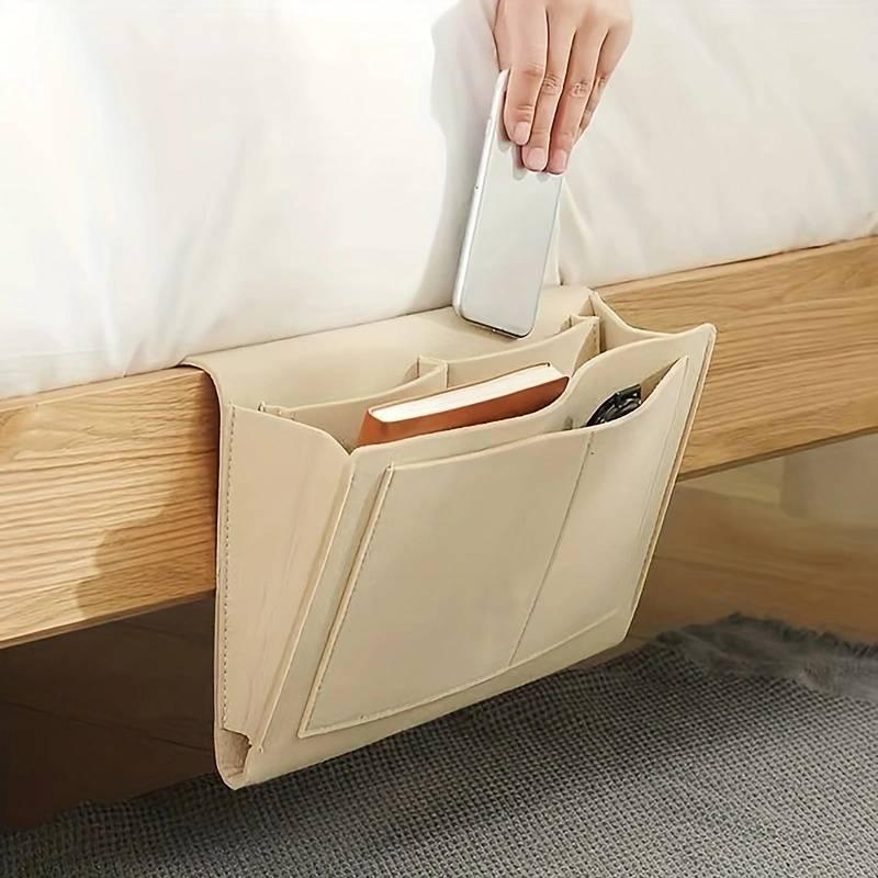 Bedside Hanging Storage Bag With Compartment, 1 Count Sofa Side Bag, Multifunctional Home Hanging Organizer