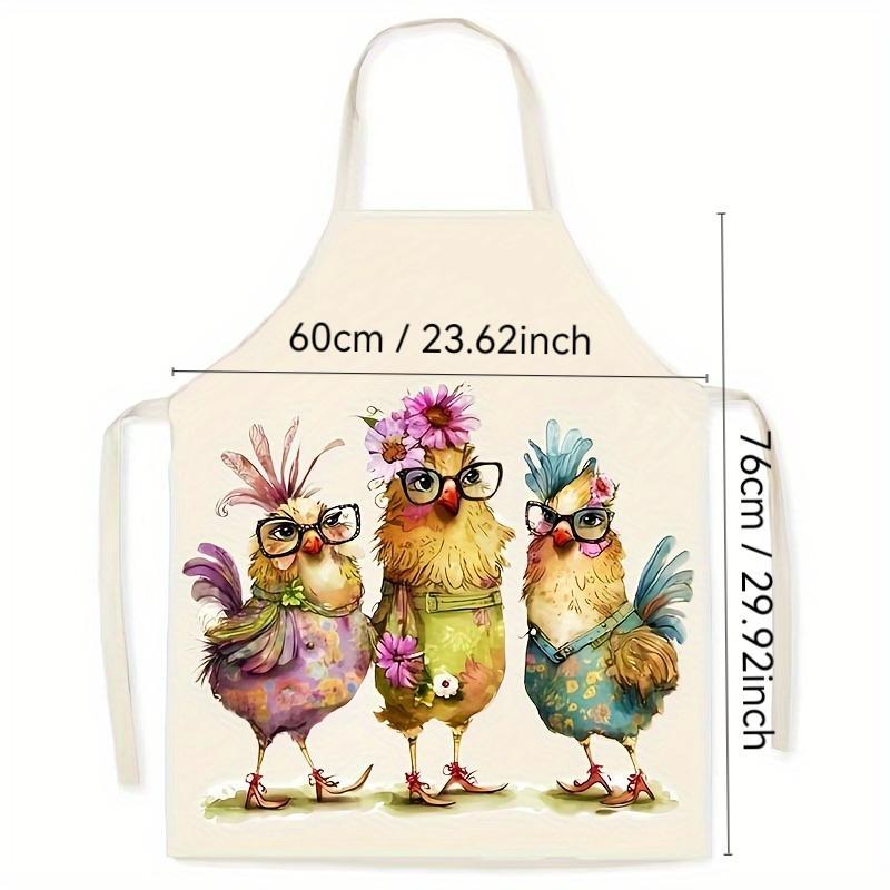 Chicken Pattern Apron, 1 Count Adult Size Sleeveless Kitchen Apron for Home Cooking & Cleaning, Work Apron for Restaurant, Cafe, Hotel