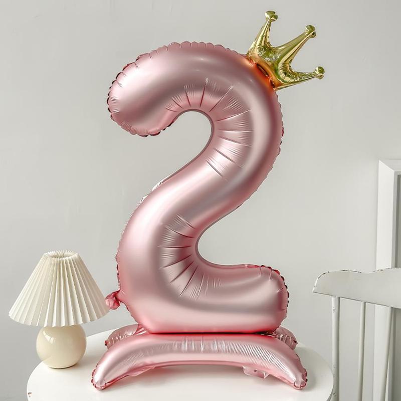 40 Inch Standing Number Crown Balloon, Birthday Party Number Balloon, Party Decoration Supplies