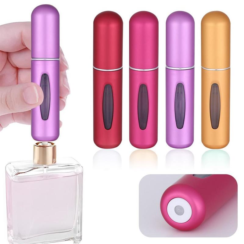 Travel 5ml Perfume Spray Dispenser Bottle, 4pcs set Press Empty Spray Bottles, Portable Makeup Tools for Travel, Lightweight Cosmetic Organiser, Christmas Gift