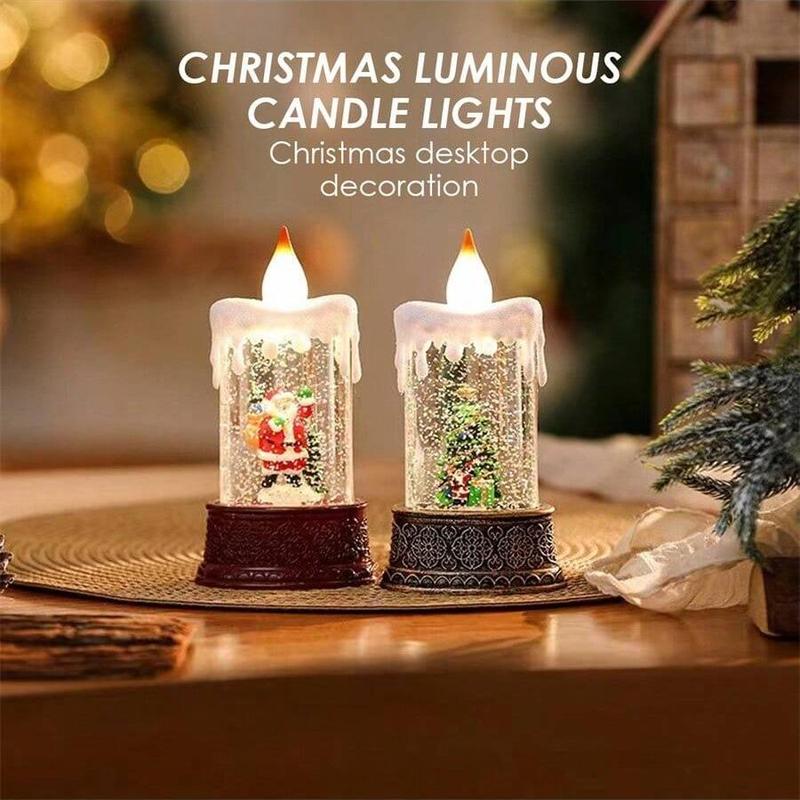 Christmas Themed Waterfilled Candle Light, 1 Count Creative Exquisite  Desktop Decorative Light, Decorative Light for Home Party Festival