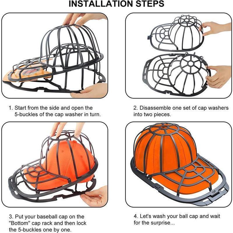 2-Pack Cap Washer - Durable Mesh Frame & Cleaner Cage for Safe Washing & Drying of Baseball Caps - Essential Care Solution for Your Hats