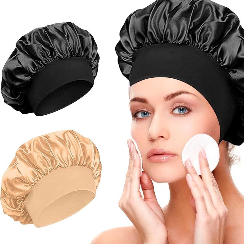 Solid Color Sleeping Cap, 4 Counts set Elastic Wide Band Hair Care Caps, Multi-use Hair Care & Styling Tool for Women & Men