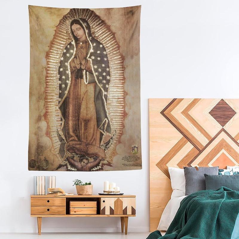 Our Lady of Guadalupe Portrait Religious Catholic Mexico Lamina Enmarcada De Nuestra Señora De Guadalupe Print Tapestry Wall Art Painting Gifts Bedroom Living Room Decor Modern Home 60