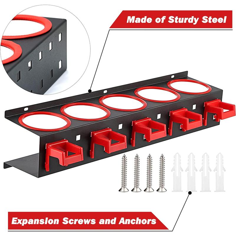 Spray Bottle Storage Rack,Spray Bottle Holder,Wall-mounted Garage Bottle Organizer with 5 Plastic Hanging Hooks Cleaning Detailing Tools Hanger,Abrasive Material Hanging Rail Car Beauty Shop Accessory