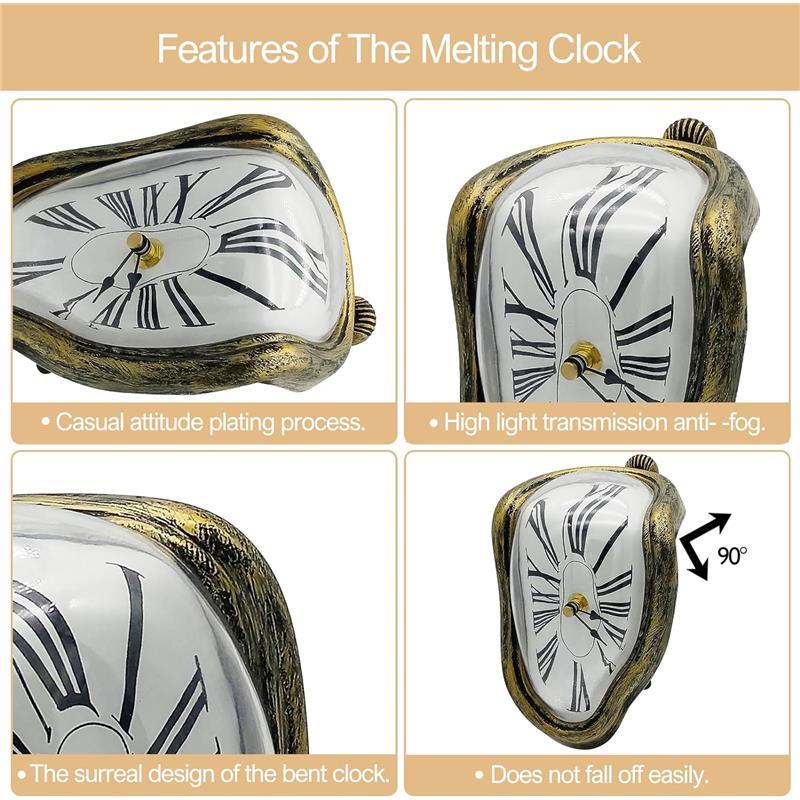 Melting Clock Salvador Dali Melting Clock, Funny Melted Clock Decor Maximalist Decor Melting Clock Wall for Decorative Home Office Shelf Desk Table Funny Creative Gift Artwork Decoration