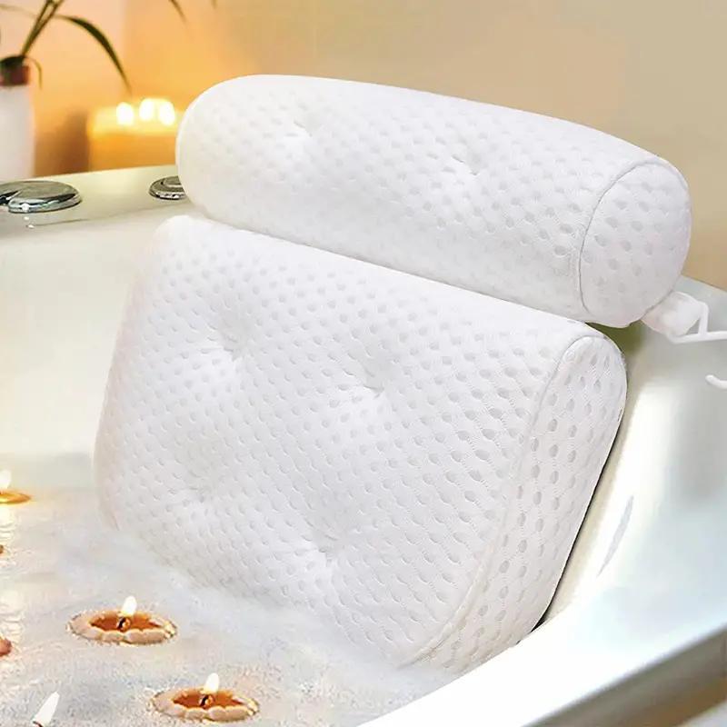 Bath Pillow with Suction Cup, 1 Count High-elastic Non-slip Bathtub Pillows for Tub Neck and Back, Tub Pillow for Home Bathroom