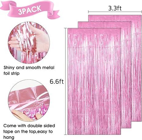 Fringe Backdrop, Silver Backdrop, Foil Fringe Curtains, 3 Pack 3.3x6.6ft Tinsel Curtain Backdrop, Silver Backdrop for Parties, Streamer Backdrop for Birthday Wedding Disco Graduation Decorations