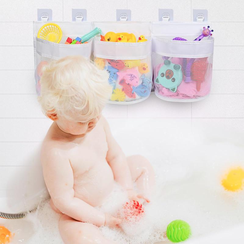 Bathroom Bath Toy Storage for Bathtub, Baby Bath Tub Toys Holder, Kids Mesh Shower Toy Organizer Basket