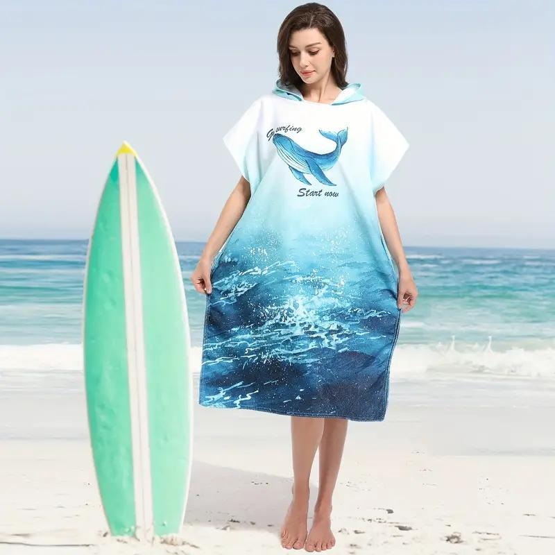 Quick Dry Surf Poncho, Robe Hoodie for Adults Men Women, Microfiber Suitable for Swimming Beach Surfing Diving, Camping Accessories