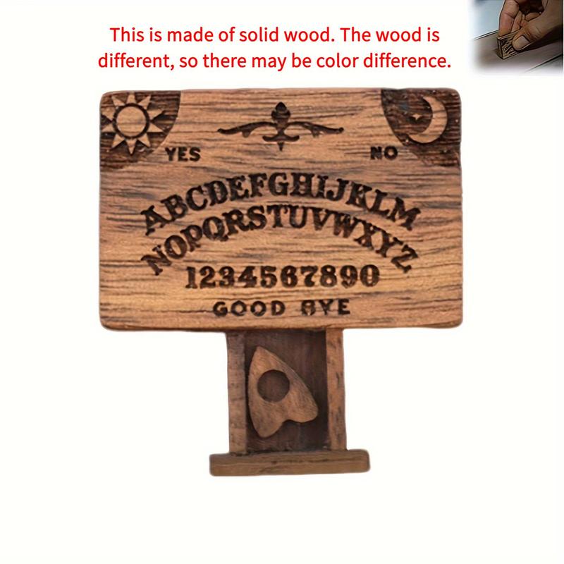 Wooden Ouija Board, 1 Count Mini Ouija Board with Drawer, Home Ornament Collectibles for Living Room Bedroom